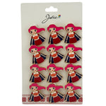 Set 12 Brose Martisor Primavara, Jolie, Model Fata, cu Mesaj Super Mom, Multicolor