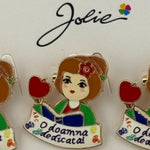 Set 12 Brose Martisor Primavara, Jolie, Model Fata, cu Mesaj O Doamna Dedicata