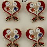 Set 12 Brose Martisor Primavara, Jolie, Model Pasari Rosii in Inima