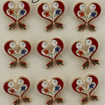 Set 12 Brose Martisor Primavara, Jolie, Model Pasari Rosii in Inima