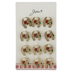Set 12 Brose Martisor Primavara Potcoava cu Ghiocel si Buburuza, Jolie, Brose din Metal, Aspect Lacuit, 2 x 2 cm per