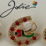 Set 12 Brose Martisor Primavara, Jolie, Model Potcoava cu Pietre, Buburuza si Floare, Multicolor