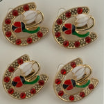 Set 12 Brose Martisor Primavara, Jolie, Model Potcoava cu Pietre, Buburuza si Floare, Multicolor