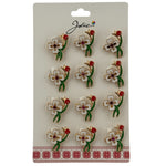 Set 12 Brose Martisor Primavara, Jolie, Model Trifoi cu Buburuza, Verde Alb Rosu