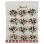 Brose Martisor, Jolie, Set 12 Bucati, Model Trifoi Traditional, Metal, 3 cm, Alb