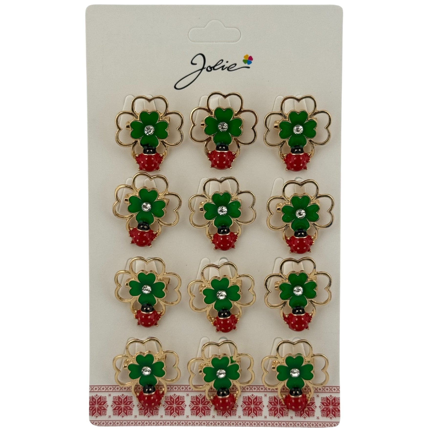 Set 12 Brose Martisor Primavara, Jolie, Model Trifoi cu Buburuza