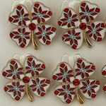 Set 12 Brose Martisor Primavara, Jolie, Model Trifoi Traditional cu Piatra Rosie