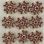 Set 12 Brose Martisor Primavara, Jolie, Model Trifoi Traditional cu Piatra Rosie