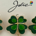 Set 12 Brose Martisor Primavara, Jolie, Model Trifoi cu Patru Foi, Verde