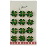 Set 12 Brose Martisor Primavara, Jolie, Model Trifoi cu Patru Foi, Verde