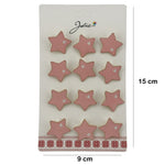 Set 12 Brose Martisor Stea cu Inima Copii, Jolie, Brose din Metal, Aspect Lacuit, 2 x 2 cm per Unitate, Roz