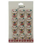 Set 12 Brose Martisor pentru Copii, Jolie, Model Urs Panda cu Floare Multicolora