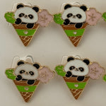 Set 12 Brose Martisor pentru Copii, Jolie, Model Urs Panda in Con de Inghetata, Multicolor