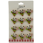 Set 12 Brose Martisor pentru Copii, Jolie, Model Urs Panda in Con de Inghetata, Multicolor