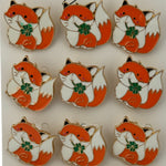 Set 12 Brose Martisor pentru Copii,, Jolie, Model Vulpe cu Trifoi, Portocaliu