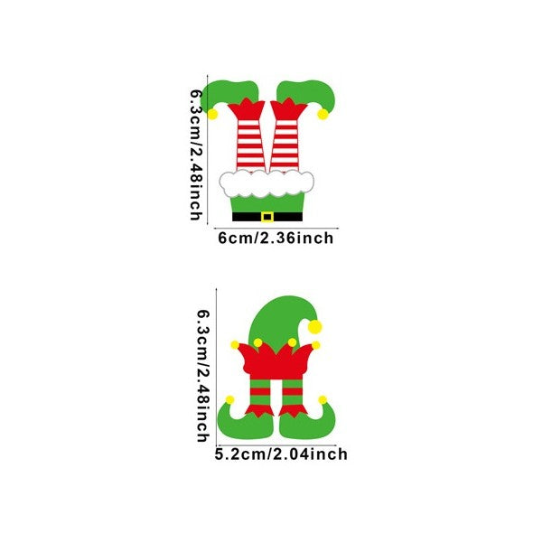 Set 12 Decoratiuni de Craciun din Lemn, Flippy, cu Snur pentru Agatare in Brad, Model Caciulite 6.3x5.2 cm si Pantaloni