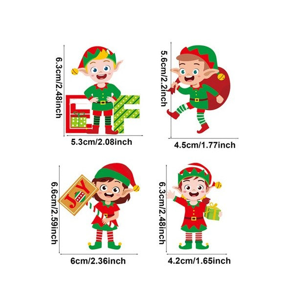Set 12 Decoratiuni de Craciun din Lemn, Flippy, cu Snur pentru Agatare in Brad, Model Elfi Diferite Dimensiuni, 4