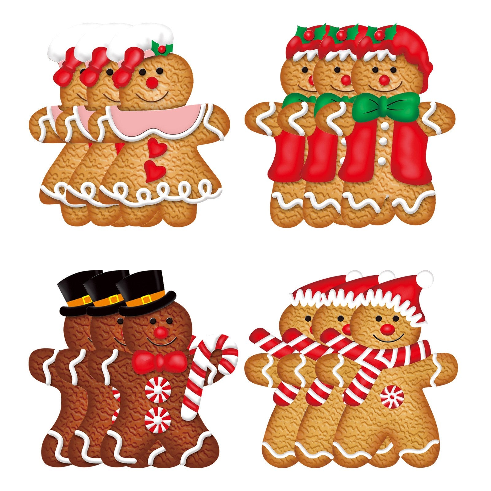 Set 12 Decoratiuni de Craciun din Lemn, Flippy, cu Snur pentru Agatare in Brad, Model Prajituri, Dimensiuni Diferite, 2