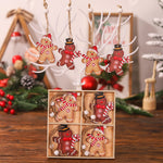 Set 12 Decoratiuni de Craciun din Lemn, Flippy, cu Snur pentru Agatare in Brad, Model Prajituri Omuleti, Dimensiuni