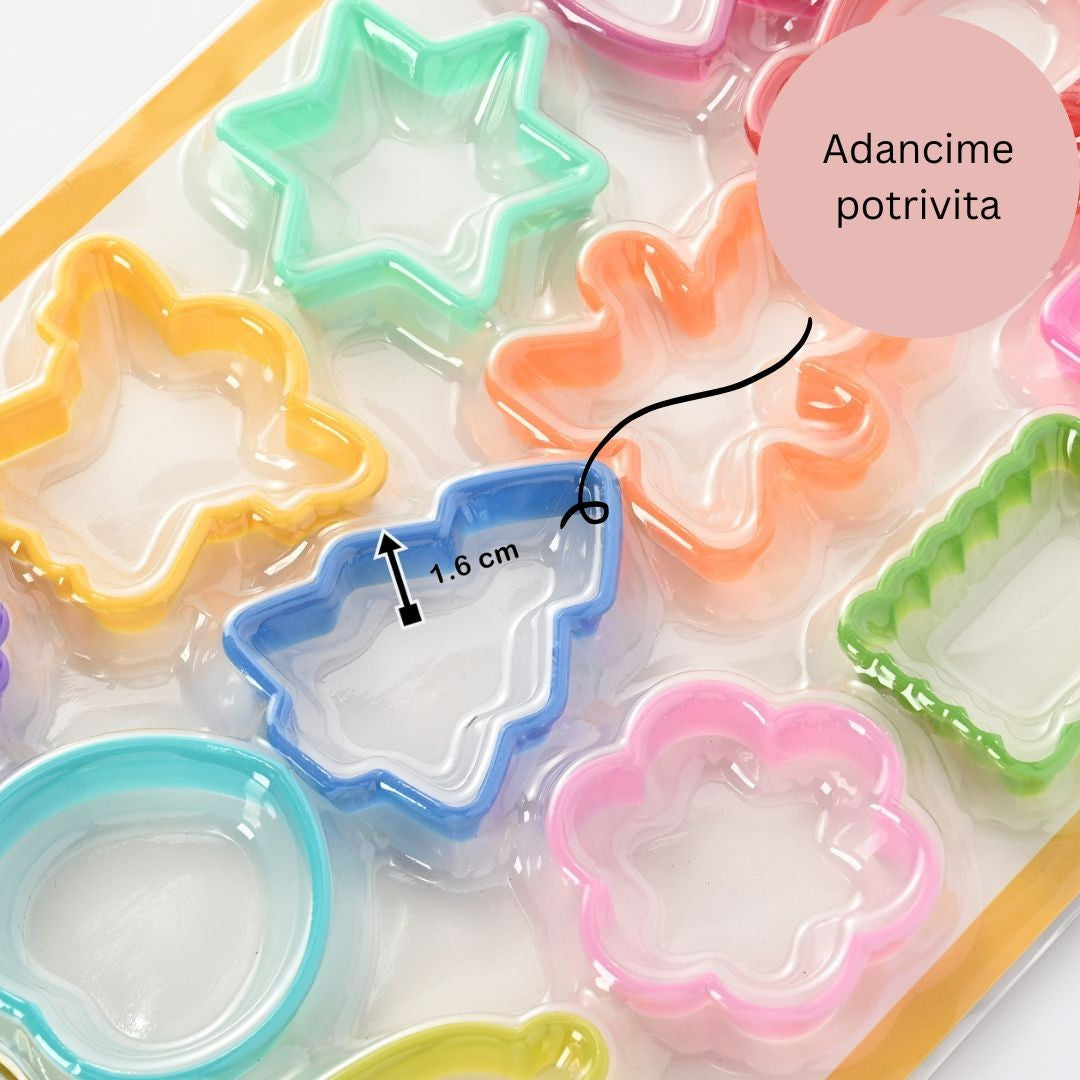Set 12 forme pentru prajituri Flippy, material polipropilena, diverse forme, pentru orice ocazie, adancime 1.6 cm, 23.3