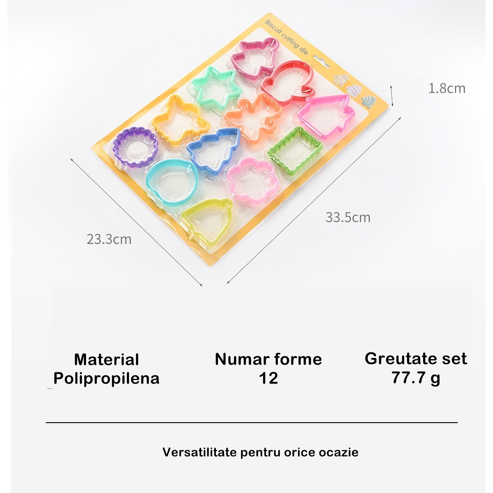 Set 12 forme pentru prajituri Flippy, material polipropilena, diverse forme, pentru orice ocazie, adancime 1.6 cm, 23.3