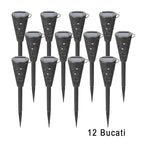 Set 12 Lampi Solare Led pentru Gradina, Flippy, Tip Torta, 36 x 6.8 cm, Buton On-Off, Lumina Alb Rece, Negru