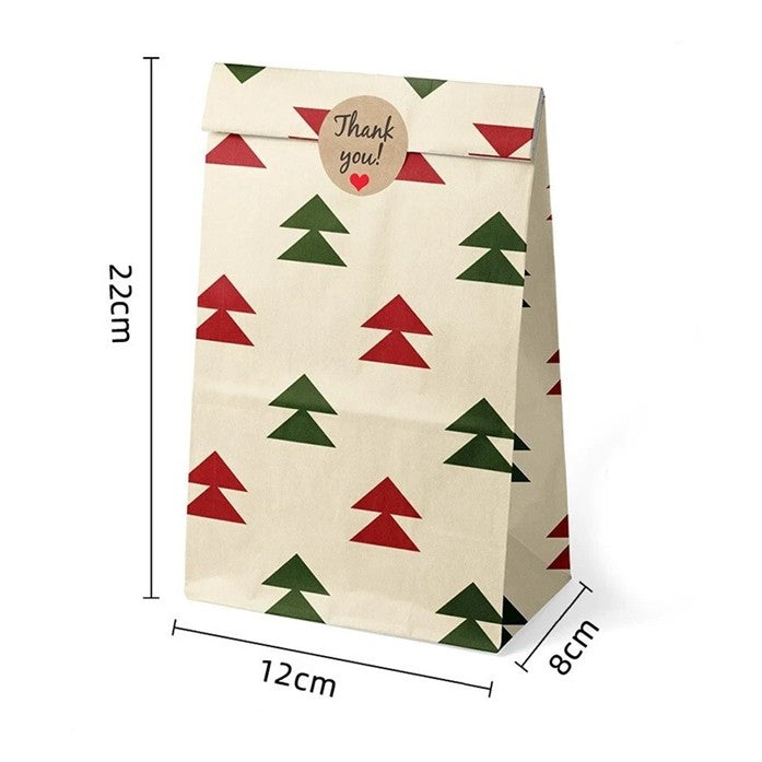 Set 12 Pungi de Cadou, Flippy, Tema Craciun, cu Motive Festive, 12 Stickere Incluse, 22 x 12 x 8 cm, din Hartie,