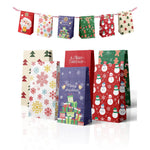 Set 12 Pungi de Cadou, Flippy, Tema Craciun, cu Motive Festive, 12 Stickere Incluse, 22 x 12 x 8 cm, din Hartie,