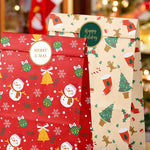 Set 12 Pungi de Cadou, Flippy, Tema Craciun, cu Motive Festive, 12 Stickere Incluse, 24 x 13 x 8 cm, din Hartie,