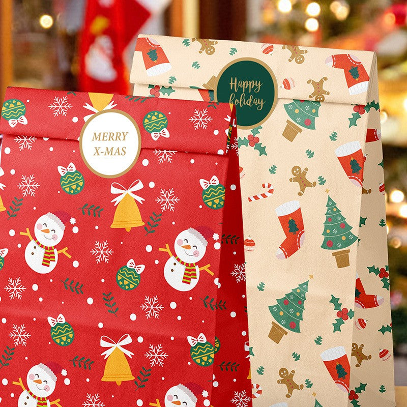 Set 12 Pungi de Cadou, Flippy, Tema Craciun, cu Motive Festive, 12 Stickere Incluse, 24 x 13 x 8 cm, din Hartie,