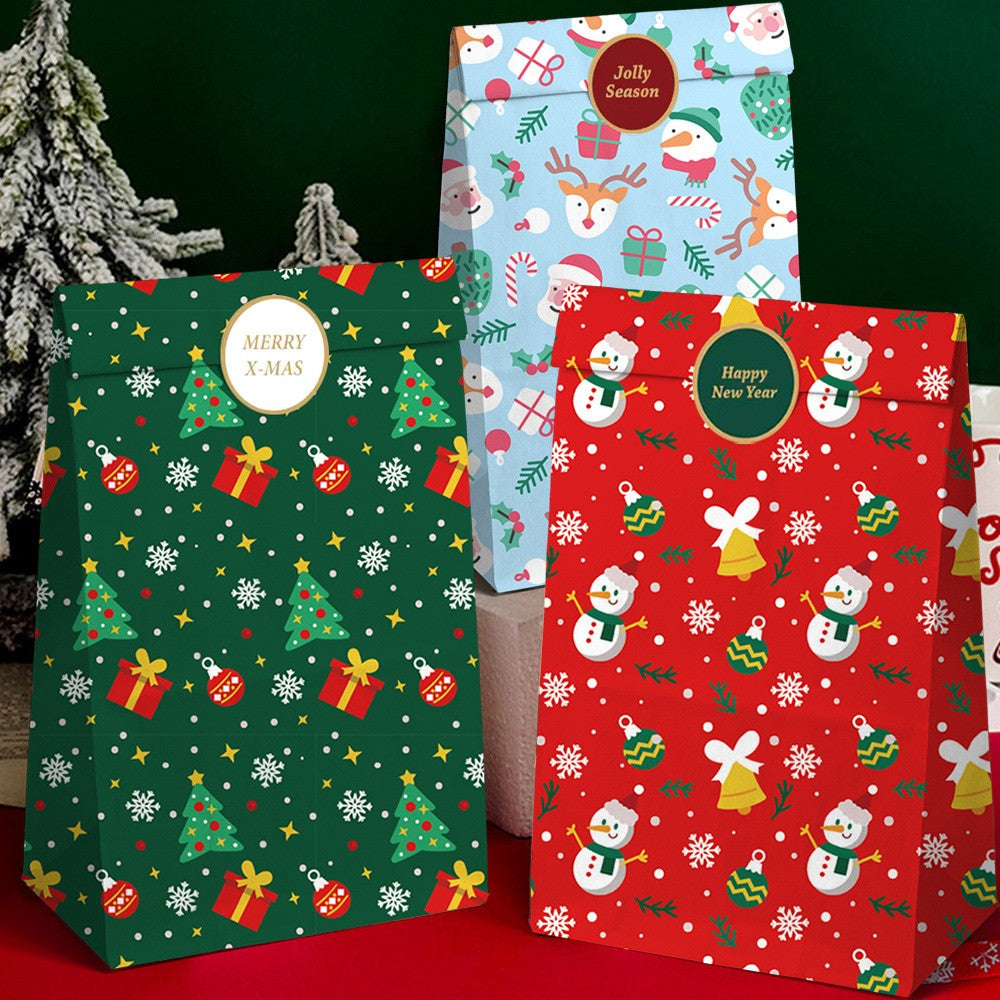Set 12 Pungi de Cadou, Flippy, Tema Craciun, cu Motive Festive, 12 Stickere Incluse, 24 x 13 x 8 cm, din Hartie,