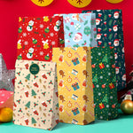 Set 12 Pungi de Cadou, Flippy, Tema Craciun, cu Motive Festive, 12 Stickere Incluse, 24 x 13 x 8 cm, din Hartie,