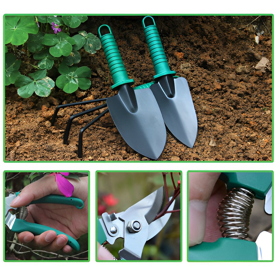 Set 12 Unelte de Gradina, Flippy, pentru Plantare Prelucrare Sol si Ingrijire Plante, Material PVC si Cardboard, Cutie