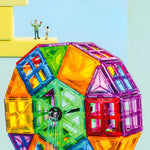 Set 120 de Piese Magnetice de Constructie, Flippy, Piese Mari, Magnetic Tiles, Forme Geometrice, 3 Ani, ABS, Magnet,