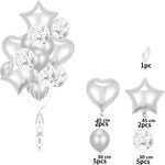 Set 14 Baloane din Folie Metalizată si din Latex, Flippy, Figurine Stea si Inima 45 cm, Baloane Latex 30 cm, Tema