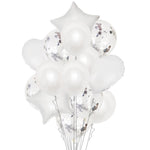 Set 14 Baloane din Folie Metalizată si din Latex, Flippy, Figurine Stea si Inima 45 cm, Baloane Latex 30 cm, Tema