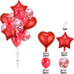 Set 14 Baloane din Folie Metalizată si din Latex, Flippy, Figurine Stea si Inima 45 cm, Baloane Latex 30 cm, Tema