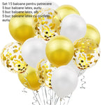 Set 15 baloane pentru petrecere, Flippy, alb/auriu, 30 cm