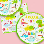 Set 16 Accesorii de Masa, Flippy, Colectia Dino Park, 136 Piese, din Carton/Plastic/Hartie, Multicolor