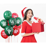 Set 16 Baloane din Latex, Flippy, Model Merry Christmas, Tematica Craciun, 25 cm, Verde Rosu
