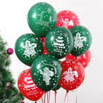 Set 16 Baloane din Latex, Flippy, Model Merry Christmas, Tematica Craciun, 25 cm, Verde Rosu