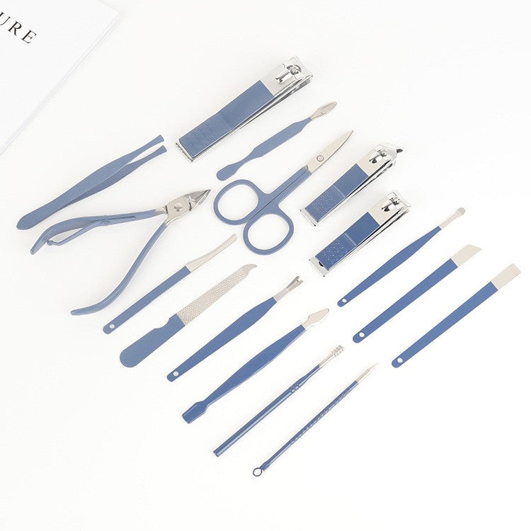 Set 16 Piese de Ingrijire Cosmetica, Flippy, pentru Manichiura, Pedichiura, Fata, Geanta Organizatoare din Piele