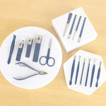 Set 16 Piese de Ingrijire Cosmetica, Flippy, pentru Manichiura, Pedichiura, Fata, Geanta Organizatoare din Piele
