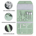 Set 16 Piese de Ingrijire Cosmetica, Flippy, pentru Manichiura, Pedichiura, Fata, Geanta Organizatoare din Piele