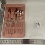 Set 16 Piese de Ingrijire Cosmetica, Flippy, pentru Manichiura, Pedichiura, Fata, Geanta Organizatoare din Piele