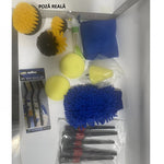Set 17 Accesorii pentru Curatare Auto, Flippy, Interior si Exterior, 4 Capete pentru Bormasina, 5 Pensule, 3 Perii, 1