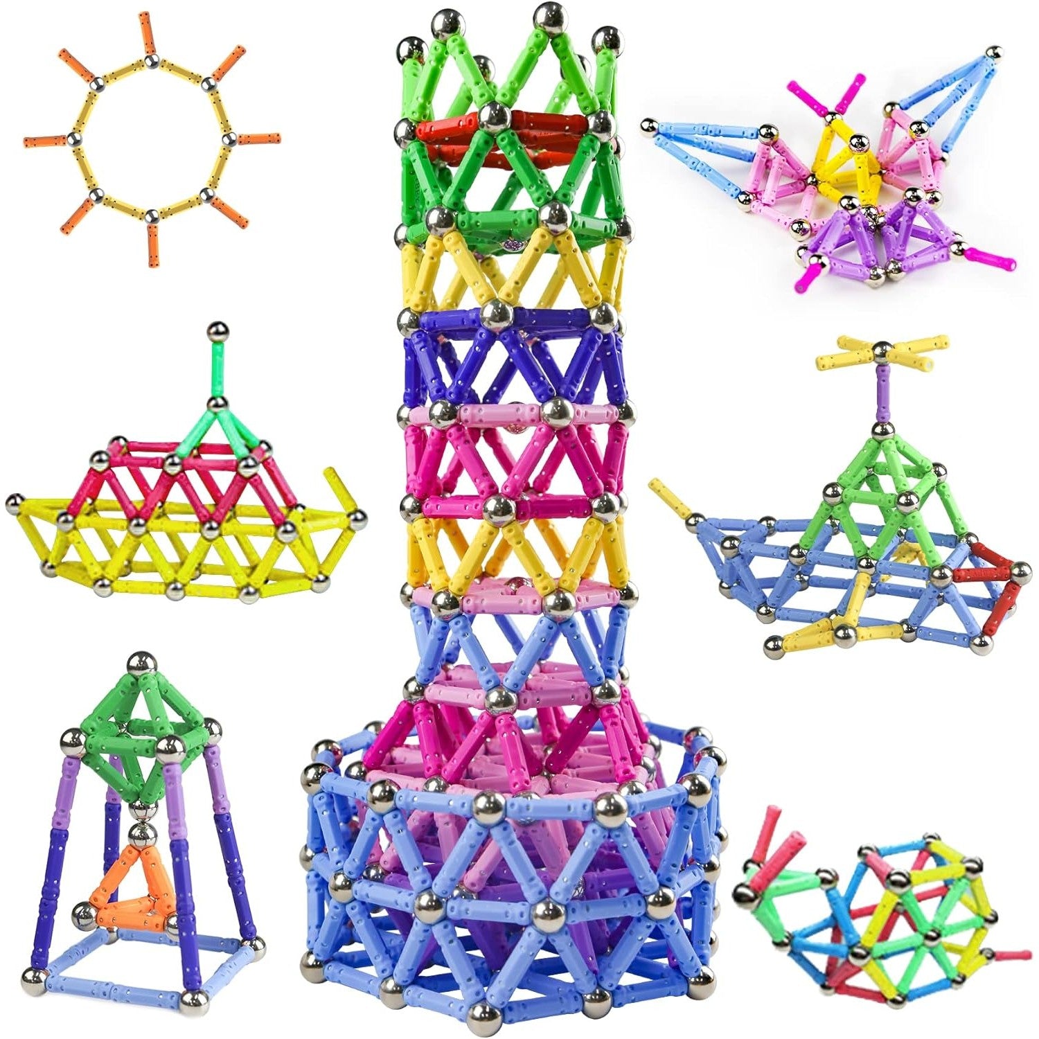 Set 178 Piese Betisoare Magnetice, Flippy, din Plastic/Magnet, +3 Ani, Multicolor