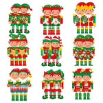 Set 18 Decoratiuni de Craciun din Lemn, Flippy, cu Snur pentru Agatare in Brad, Model Elfi, Diferite Dimensiuni,