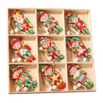 Set 18 Decoratiuni de Craciun din Lemn, Flippy, cu Snur pentru Agatare in Brad, Model Elfi, Diferite Dimensiuni,