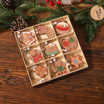 Set 18 Decoratiuni de Craciun din Lemn, Flippy, cu Snur pentru Agatare in Brad, Modele Diverse , Diferite Dimensiuni,